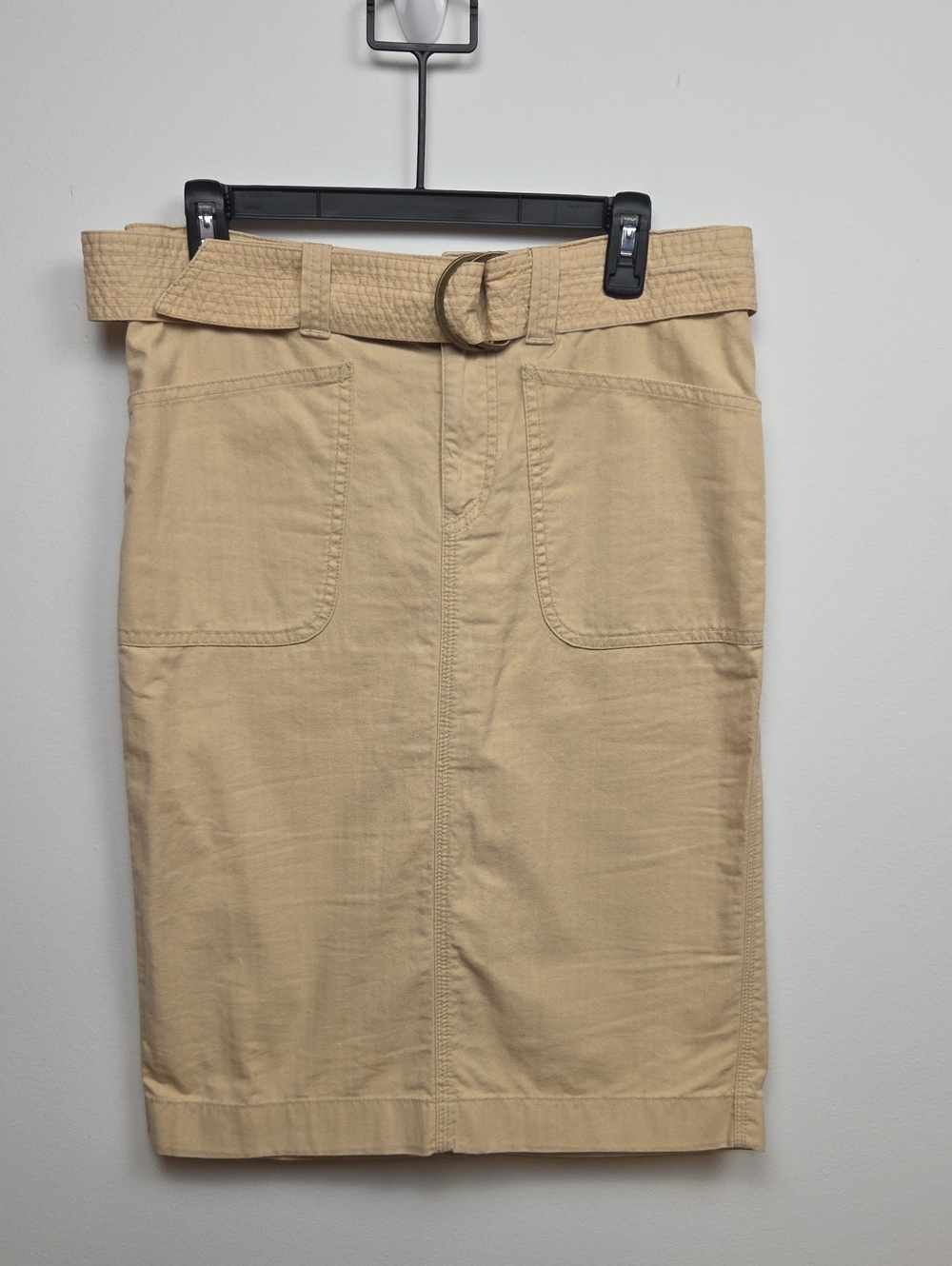 Vintage Y2K Ralph Lauren Belted Khaki Cotton Pencil Skirt Minimalist Neutral - 4